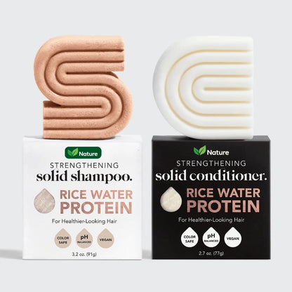 Shampoo y Acondicionador  para el Crecimiento y Fortalecimiento del cabello | Proteína de Agua de Arroz