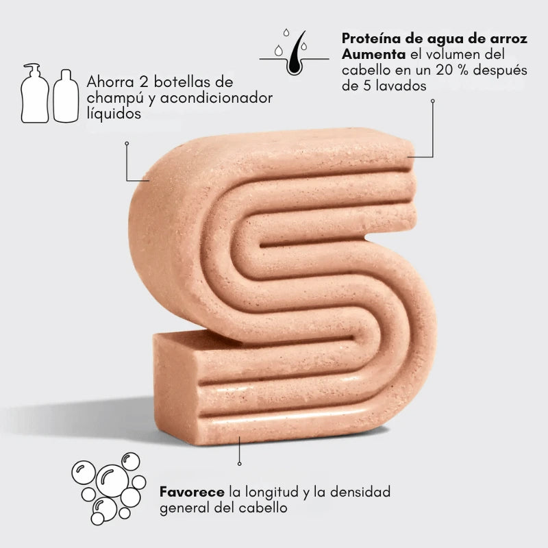 Shampoo y Acondicionador  para el Crecimiento y Fortalecimiento del cabello | Proteína de Agua de Arroz