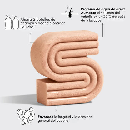 Shampoo y Acondicionador  para el Crecimiento y Fortalecimiento del cabello | Proteína de Agua de Arroz