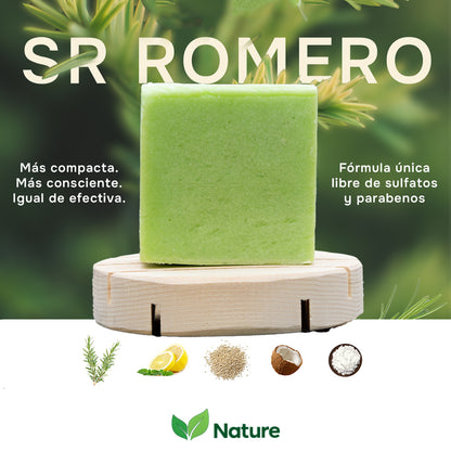 Shampoo Sólido para Brillo y Fortalecimiento del Cabello | Extracto y Esencia Natural de Romero