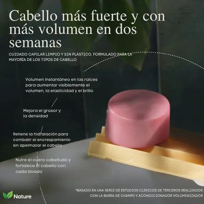 Shampoo 3 en 1 para Volumen, Crecimiento y Fortalecimiento del Cabello | Complete Hair Care System NATURE