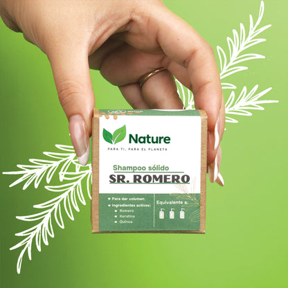 Shampoo Sólido para Brillo y Fortalecimiento del Cabello | Extracto y Esencia Natural de Romero