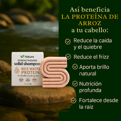 Shampoo Sólido para Crecimiento y Fortalecimiento del Cabello | Proteína de Agua de Arroz