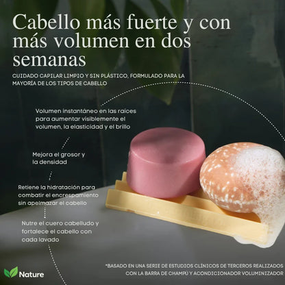 Shampoo y Acondicionador 3 en 1 para Volumen, Crecimiento y Fortalecimiento del Cabello | Complete Hair Care System NATURE