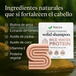 Shampoo Sólido para Crecimiento y Fortalecimiento del Cabello | Proteína de Agua de Arroz