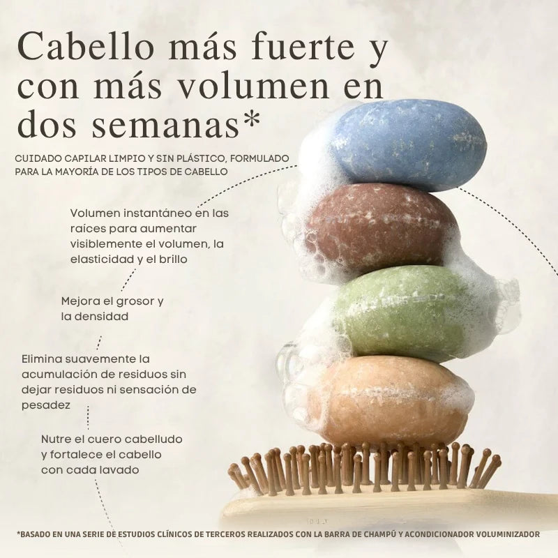 Shampoo 3 en 1 para Volumen, Crecimiento y Fortalecimiento del Cabello | Complete Hair Care System NATURE