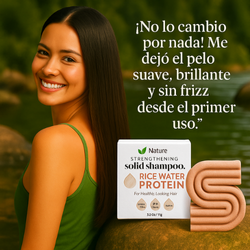 Shampoo Sólido para Crecimiento y Fortalecimiento del Cabello | Proteína de Agua de Arroz