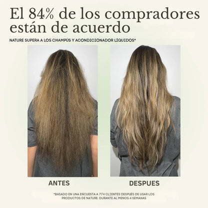 Shampoo 3 en 1 para Volumen, Crecimiento y Fortalecimiento del Cabello | Complete Hair Care System NATURE
